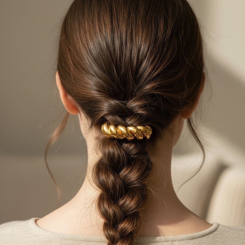 18K Gold Plated Twisted Chunky Sculptural Ponytail Cuff - Picture 2 of 4